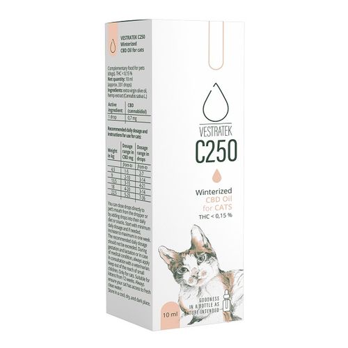 Vestratek CBD D250 ulje od konoplje dodatak ishrani za mačke 10 ml slika 1