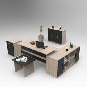 Vo16-Ob OakBlack Set Namještaja za Ured