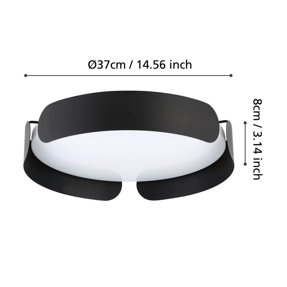 Eglo plafonjera 'VALCASOTTO' LED, 24W, promjer 350mm, crno/bijela slika 3