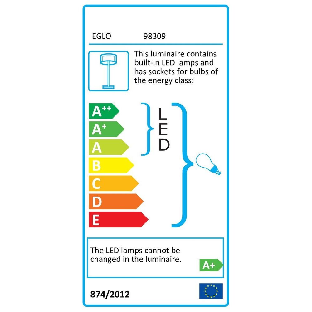 Eglo Espartal stojeća/2, e27, led 11,8w, 1550lm, nikl/mat-bijela  slika 8