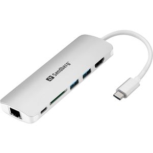 Sandberg USB-C Dock s HDMI, LAN, SD i USB priključcima, 61W