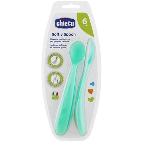 Chicco žlica silikonska mekana 6+m plava slika 4