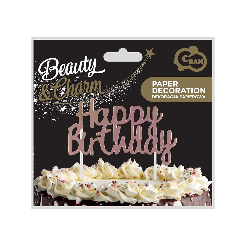 PF-DPHR Papirni toper Happy Birthday Ružičasto Zlato, 14x11cm slika 2