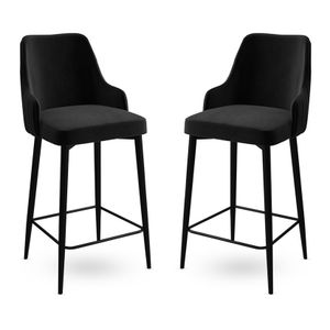 Enox - Black Black Bar Stool Set (2 Pieces)