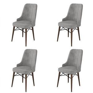 Pare - Sivi, Braon Sivi Set Stolica (4 Komada)