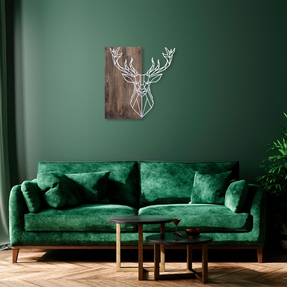 Deer1 - Srebrni Orah Ukrasni Drveni Zidni Dodatak slika 2