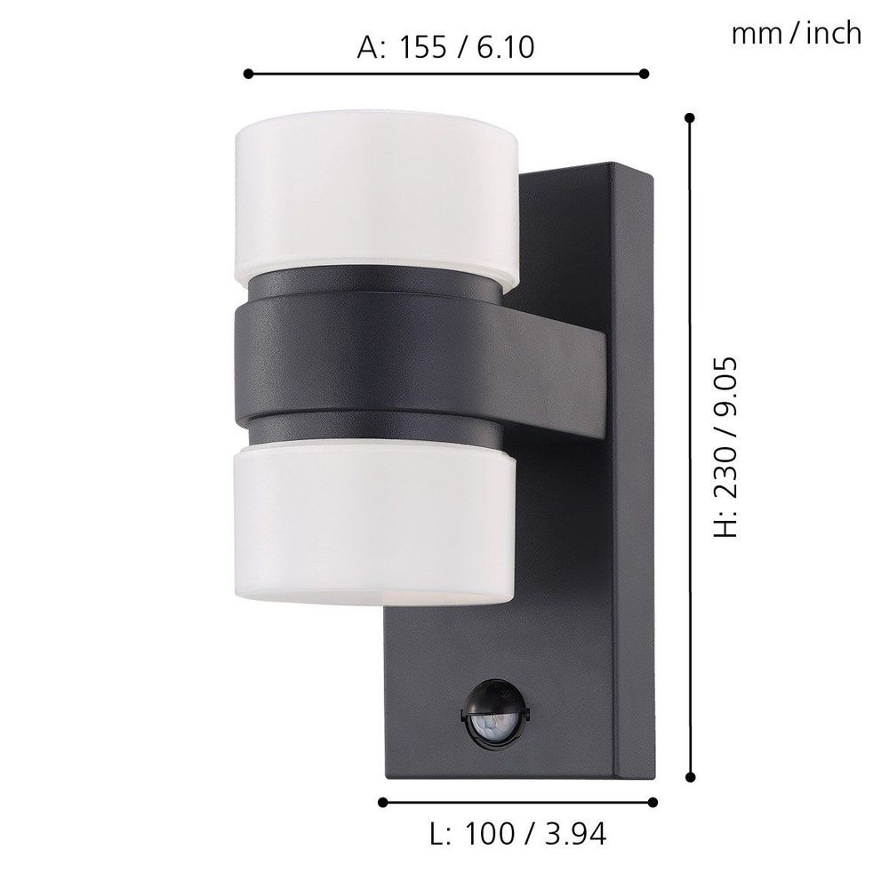 Eglo Atollari Vanjska Zidna Lampa 2x6W LED, Aluminij Gus/antracit slika 5