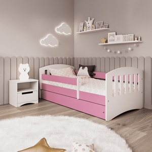 Drveni dječji krevet Classic s ladicom - rozi - 160*80cm