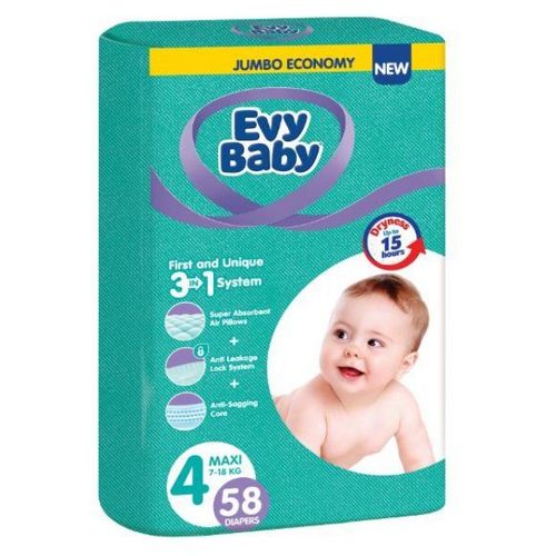 Evy Baby Pelene Jumbo 4 Maxi 8-18kg, 58kom 3u1 slika 1
