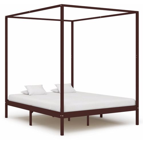 Okvir za krevet s baldahinom od borovine tamnosmeđi 180x200 cm slika 18