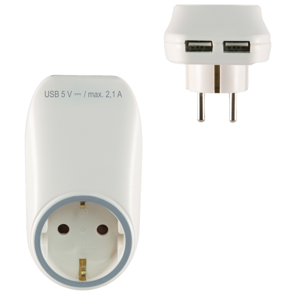 home Punjač kućni za smartphone, tablet,2 x USB, 2.1A + Schuko - NV 2100 USB slika 2