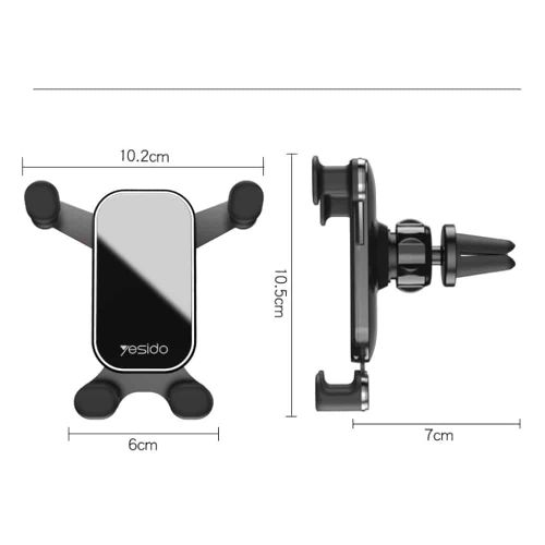 Yesido - Držač za automobil (C100) - Gravitacijski- kut rotacije 360°- za ventilacijski otvor - crni slika 3