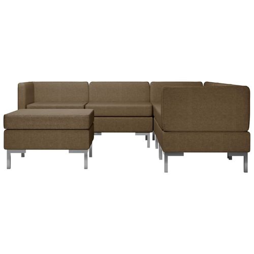 6-dijelni set sofa od tkanine smeđi slika 3