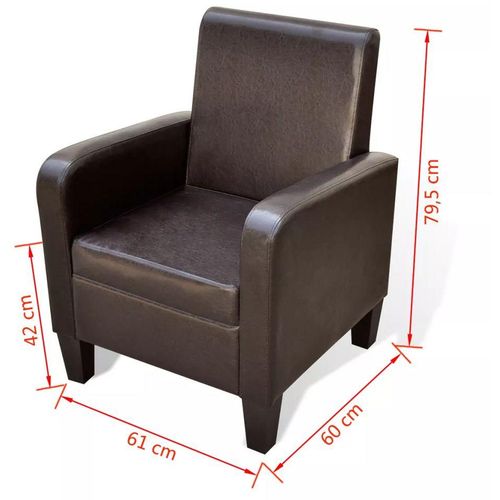Fotelja od umjetne kože smeđa slika 2