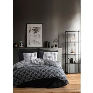 Ranforce double quilt cover set Carlos, colours: black, white, grey