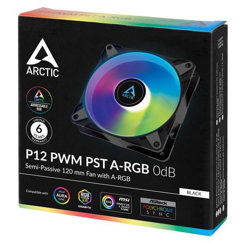 ARCTIC P12 PWM PST A-RGB 120mm 4-pin ventilator, crni slika 1