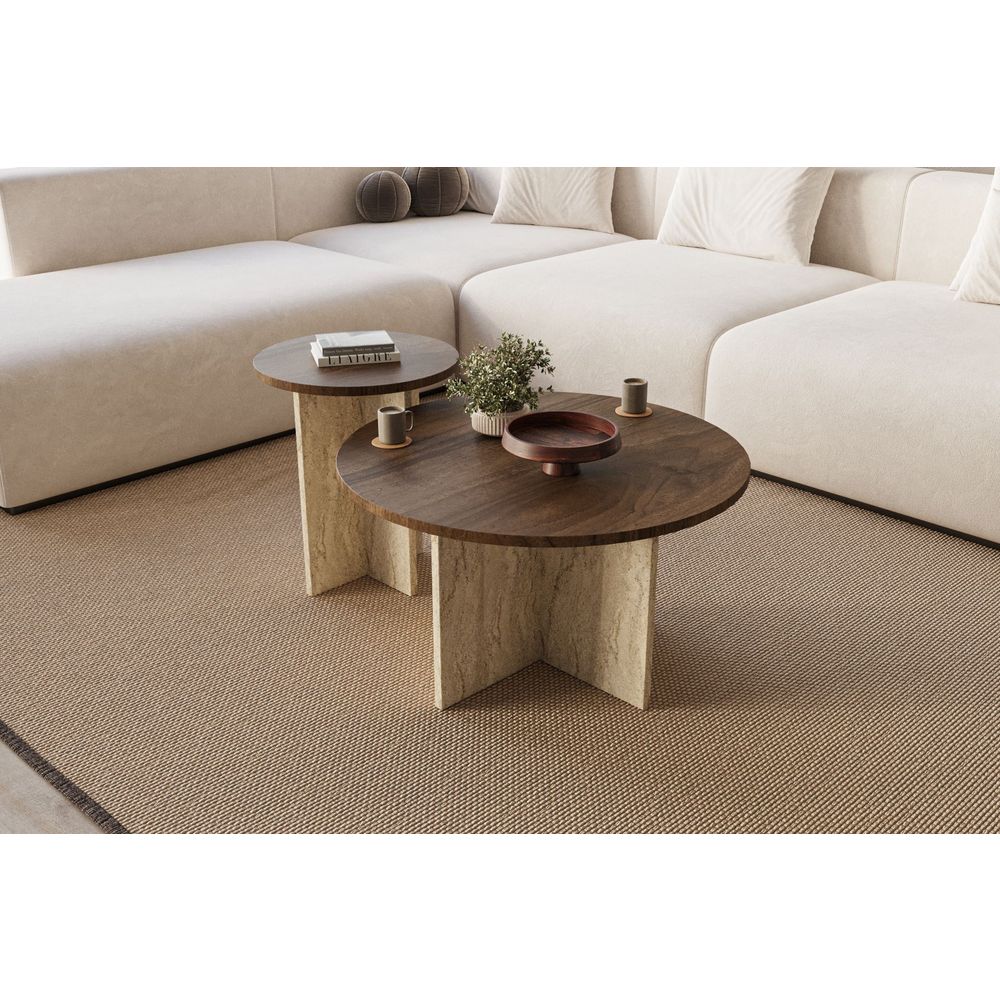 Kafa sto Private – boje: orah, travertin slika 1