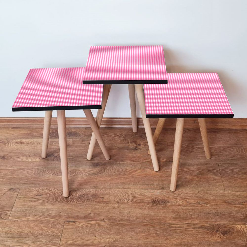 Nesting Table 3Shp240 - Set od 3 komada u rozoj i bijeloj boji slika 1