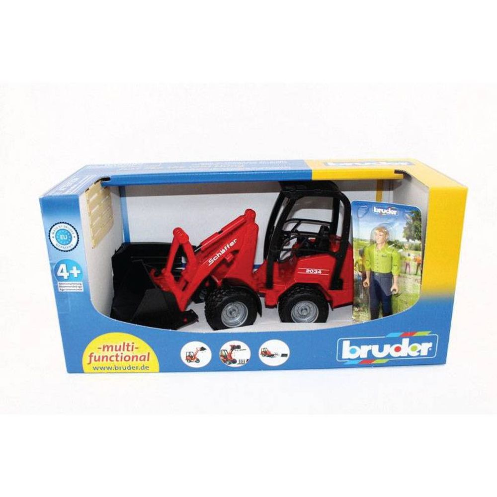 Bruder Schaffer Compact utovarivač sa dodacima i figurom vozača 1:16 slika 1