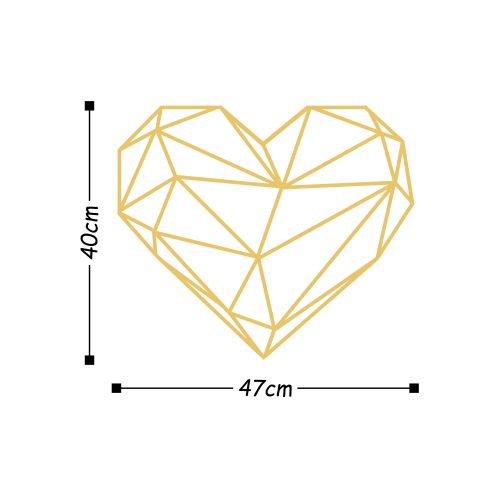 Wallity Metalna zidna dekoracija, Heart Metal Decor - Gold slika 3