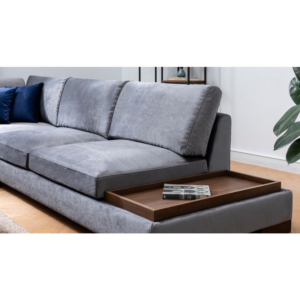 Tulip Kutna Sofa Lijeva Bez Poufa - Tamno Siva slika 2