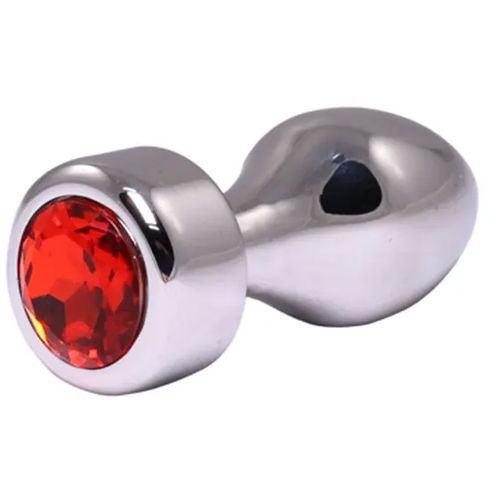 Metalni analni dildo sa crvenim dijamantom 8cm slika 1