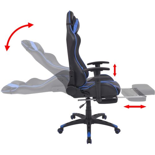 Podesiva igraća uredska stolica s osloncem za noge plava slika 37
