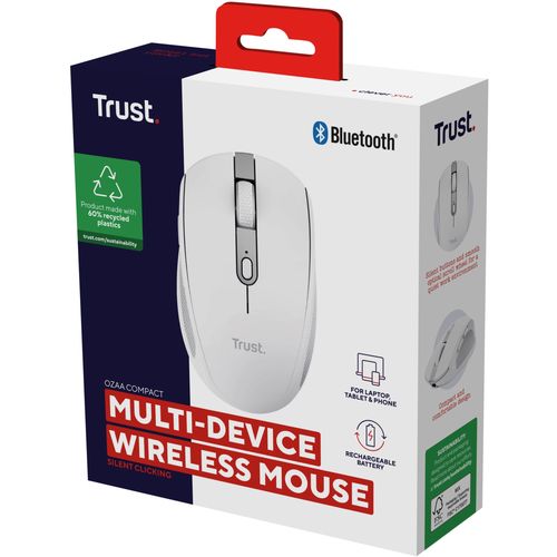 Trust miš wless, punjivi, multi-device, Ozaa, white slika 6