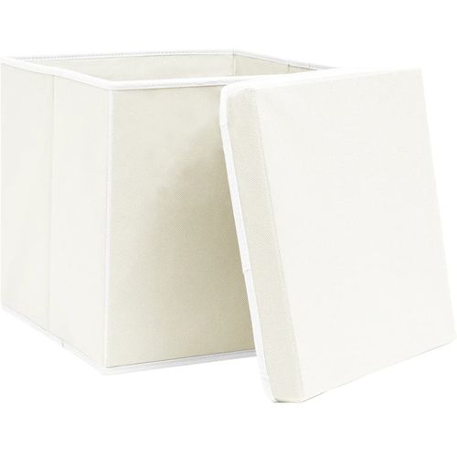 Kutije za pohranu s poklopcima 4 kom bijele 32x32x32 cm tkanina slika 14