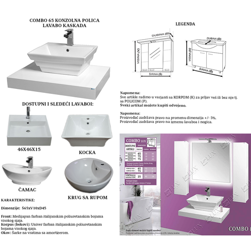 Ceramica Lux Combo Lux konzolna polica lavaboa 65 slika 2