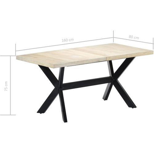 Blagovaonski stol bijeli 160x80x75 cm od masivnog drva manga slika 38