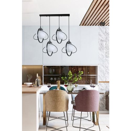 Nepal 4 Lü Sıralı Siyah Beyaz Camlı Sarkıt Black
White Chandelier slika 1