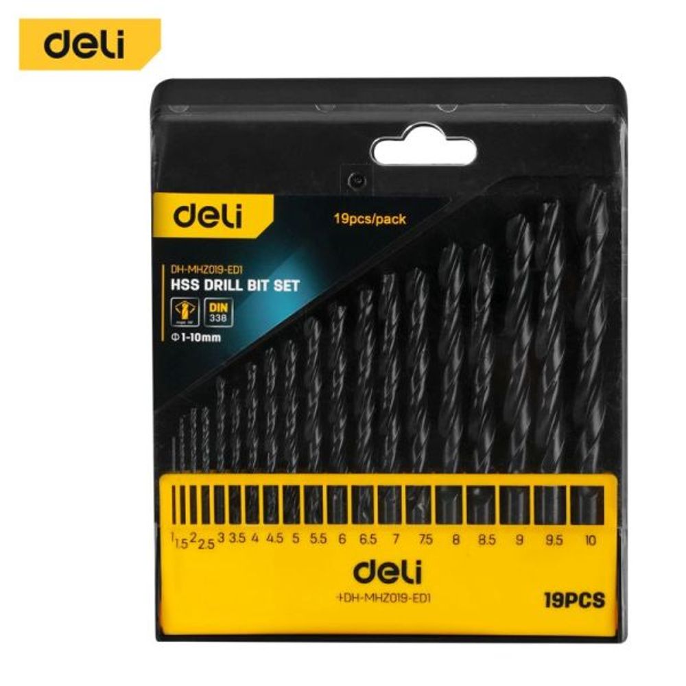 HSS set burgija za čelik DELI 1.0-10mm 19kom EDH-MHZ019-ED1 slika 1