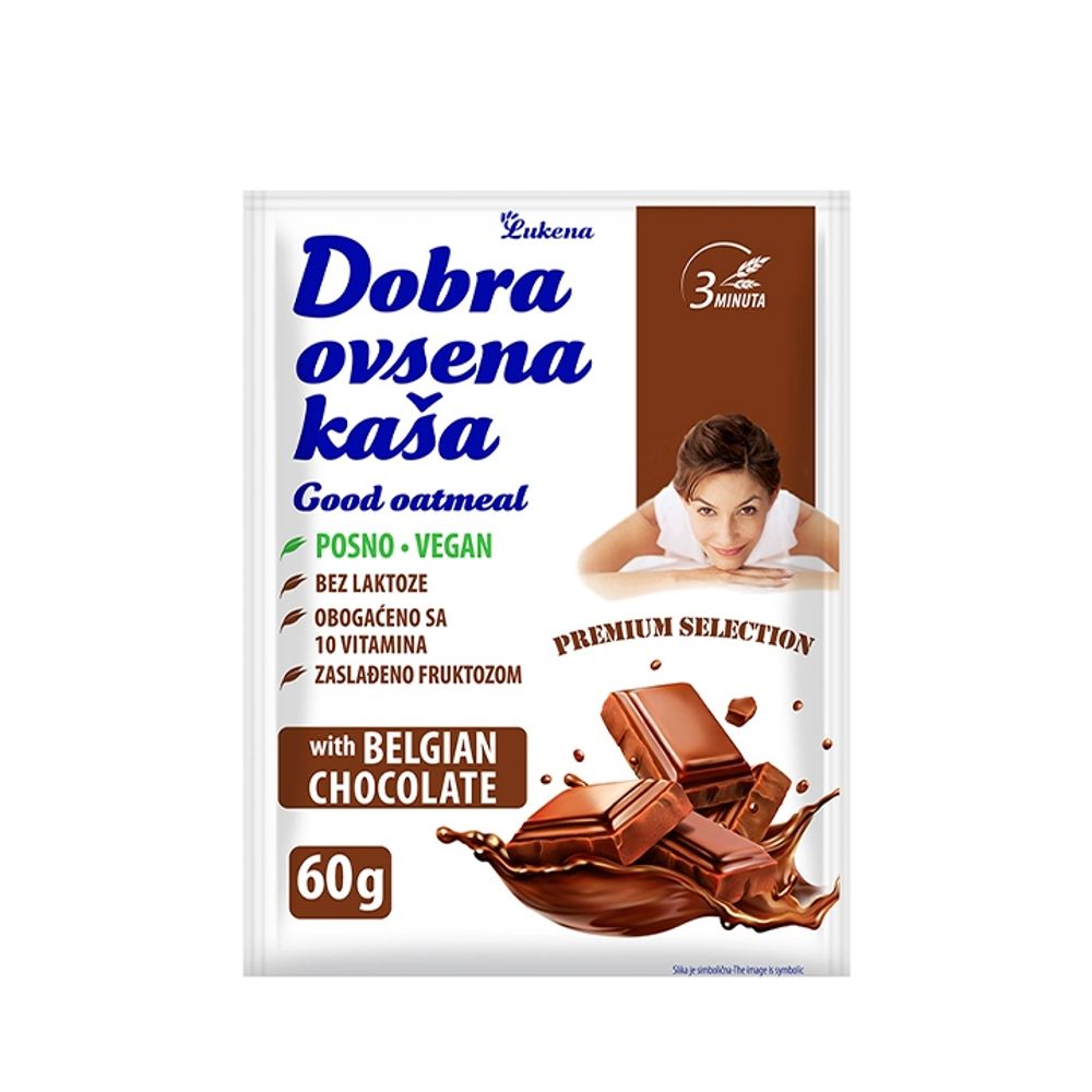 Dobra ovsena kaša Belgijska čokolada 60g slika 1