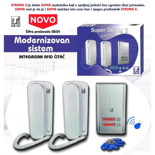 Zicni interfon sa RFID citacem SUPER STRONG 2, dve unutrasnje slusalice slika 2