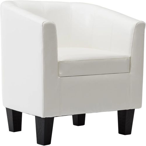 Fotelja od umjetne kože bijela slika 10
