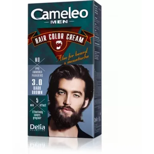 Krema za bojenje kose, brade i brkova CAMELEO MEN tamno smeđa 3.0 - DELIA slika 1