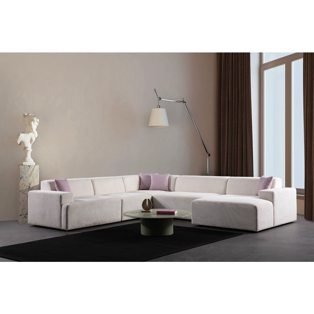 Ugaona Sofa Melva (L1,5 + O1 + C + O2 + Chl Desno + Stolić) - boja: bijela slika 2
