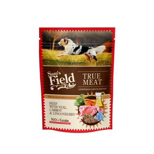 SAM´S FIELD True Meat Hrana za Pse Govedina, Teletina, Mrkva i Brusnica, 260 g slika 1