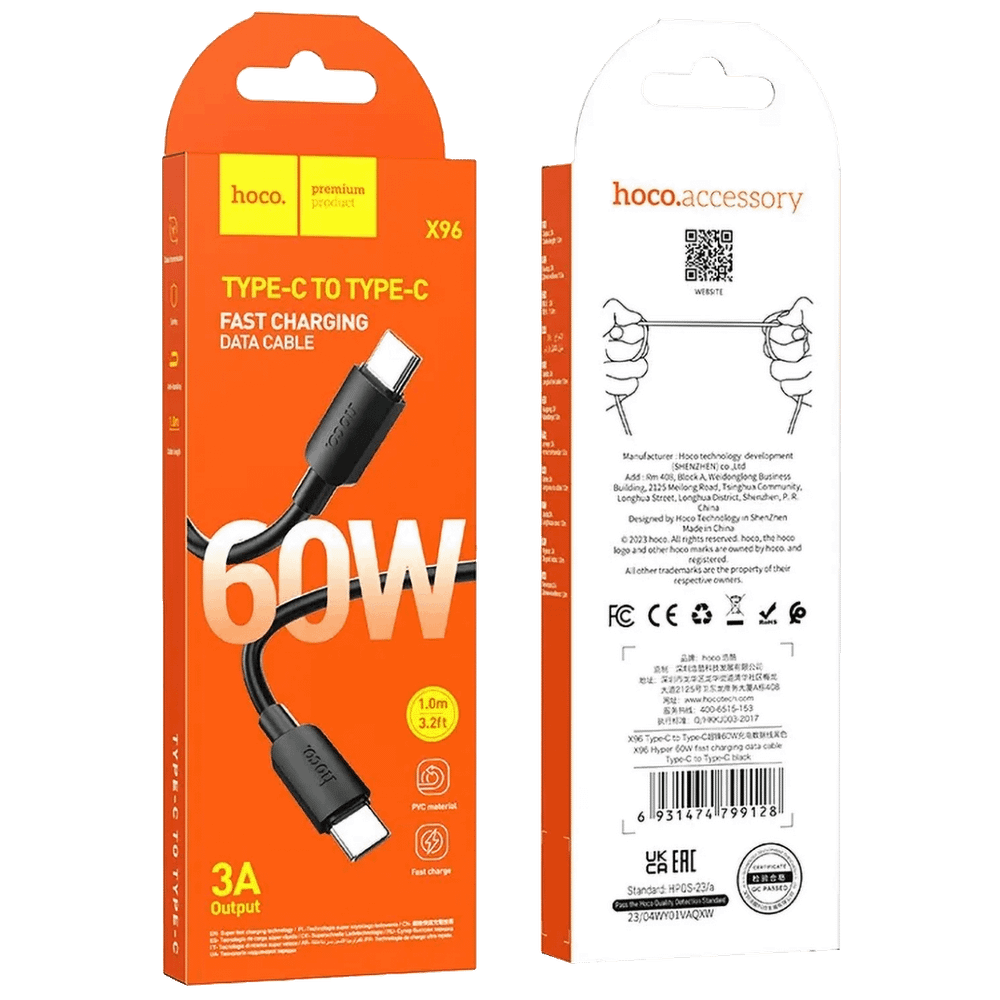 hoco. USB kabl za smartphone, type C, 60W, crna - X96 Hyper, 60W, Black slika 6