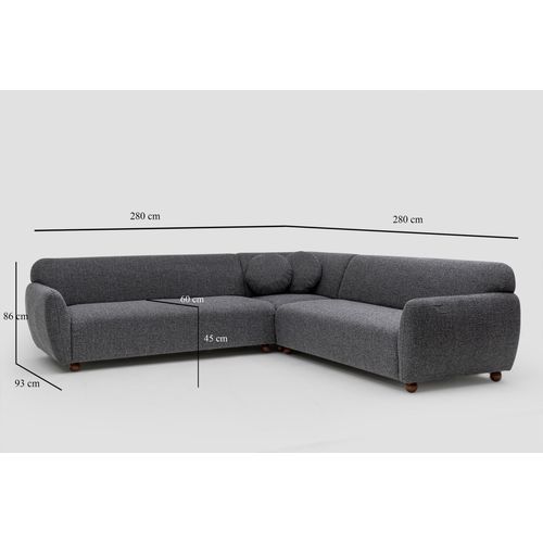 Atelier Del Sofa Kutna garnitura EDDY, tamno siva, Eddy Corner 2 (3L-C-3R) - Dark Grey slika 6