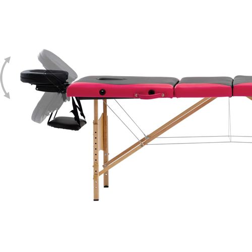 Sklopivi masažni stol s 4 zone drveni crno-ružičasti slika 13