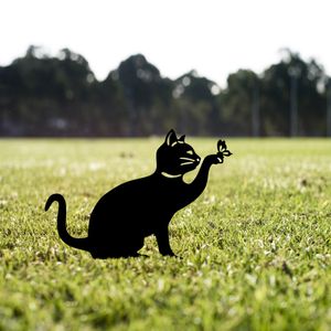 Dekorativni vrtni predmet Mačka 03, boja: crna