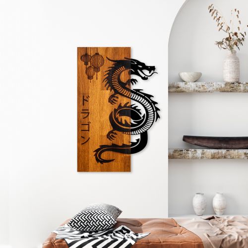 Dragon WalnutBlack Decorative Wooden Wall Accessory slika 2