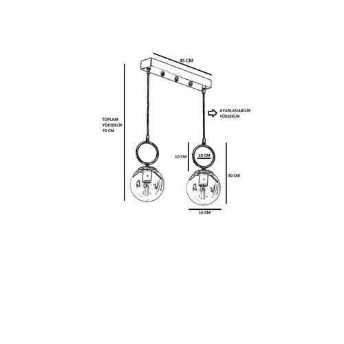 Morino 2 Li Sıralı Bal Camlı Eskitme Sarkıt Bakarna Luster slika 3