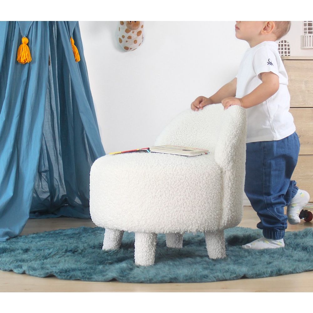 Moouv 3341 - Bijeli Pouf od Umjetnog Krzna slika 3