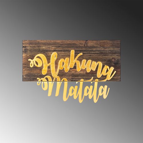 Wallity Drvena zidna dekoracija, Hakuna Matata Metal Decor - Gold slika 4