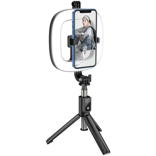 Hoco - Selfie Stick Showfull (LV03 Plus) - LED prsten-za telefone 4.7 - 6.5 i GoPro 1/4 vijak - crni slika 1