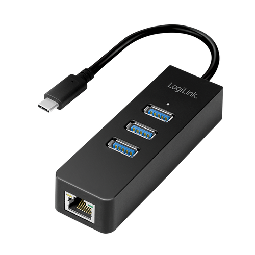 Logilink USB 3.2 Gen 1 Hub, 3-port, USB-C - Gigabit Ethernet slika 1