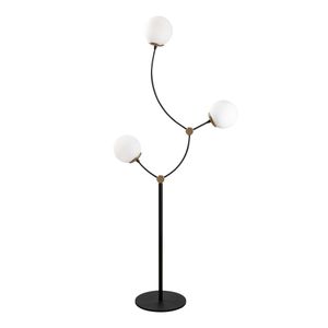 Opviq Podna lampa KROMOZON 4001, crno- bijela, metal- staklo, 65 x 30 cm, visina 151 cm, promjer sjenila 15 cm, duljina kabel 350 cm, E27 40 W, Kromozom - 4001